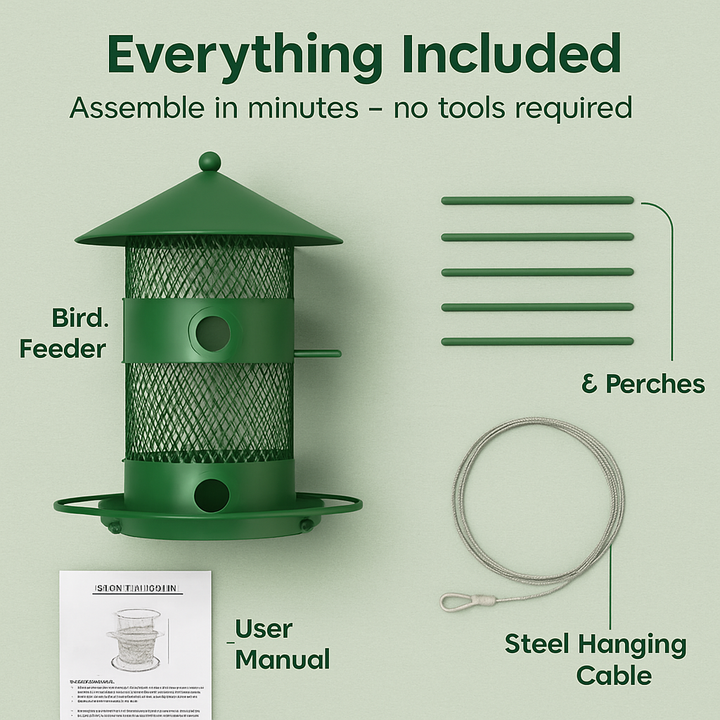 Wild Bird Feeder Squirrel-Proof Metal Seed Feeder