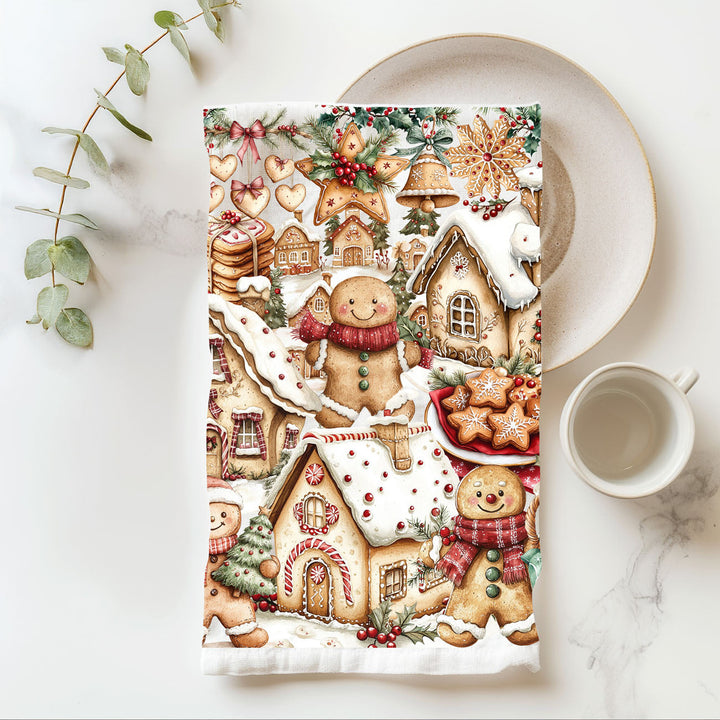 Gingerbread Christmas Kitchen Tea Towel Holiday Baking Decor Great Gifts for Her