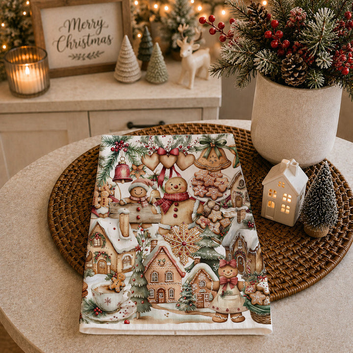 Gingerbread Christmas Kitchen Tea Towel Holiday Baking Decor Great Gifts for Her