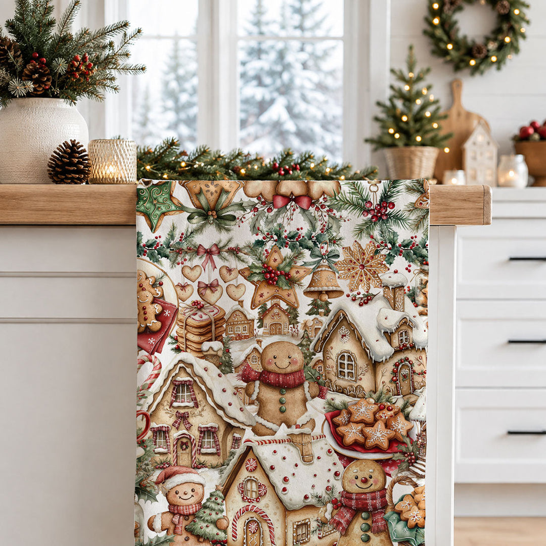 Gingerbread Christmas Kitchen Tea Towel Holiday Baking Decor Great Gifts for Her