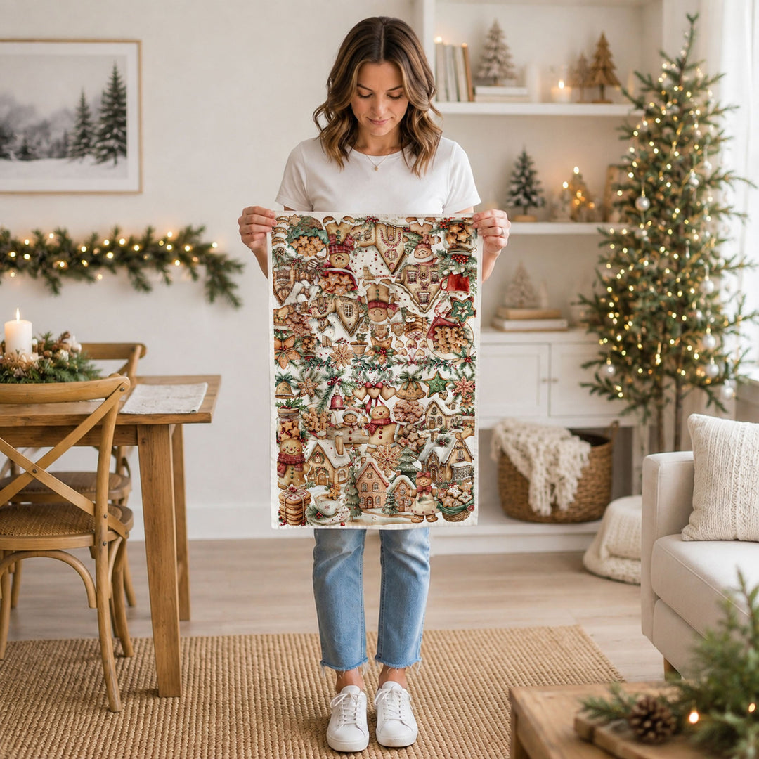 Gingerbread Christmas Kitchen Tea Towel Holiday Baking Decor Great Gifts for Her