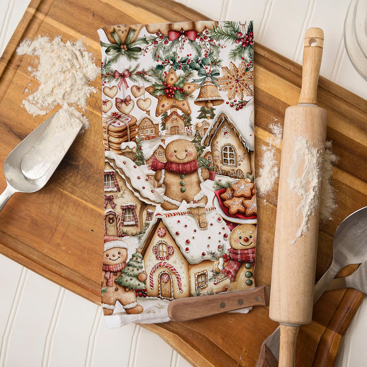 Gingerbread Christmas Kitchen Tea Towel Holiday Baking Decor Great Gifts for Her