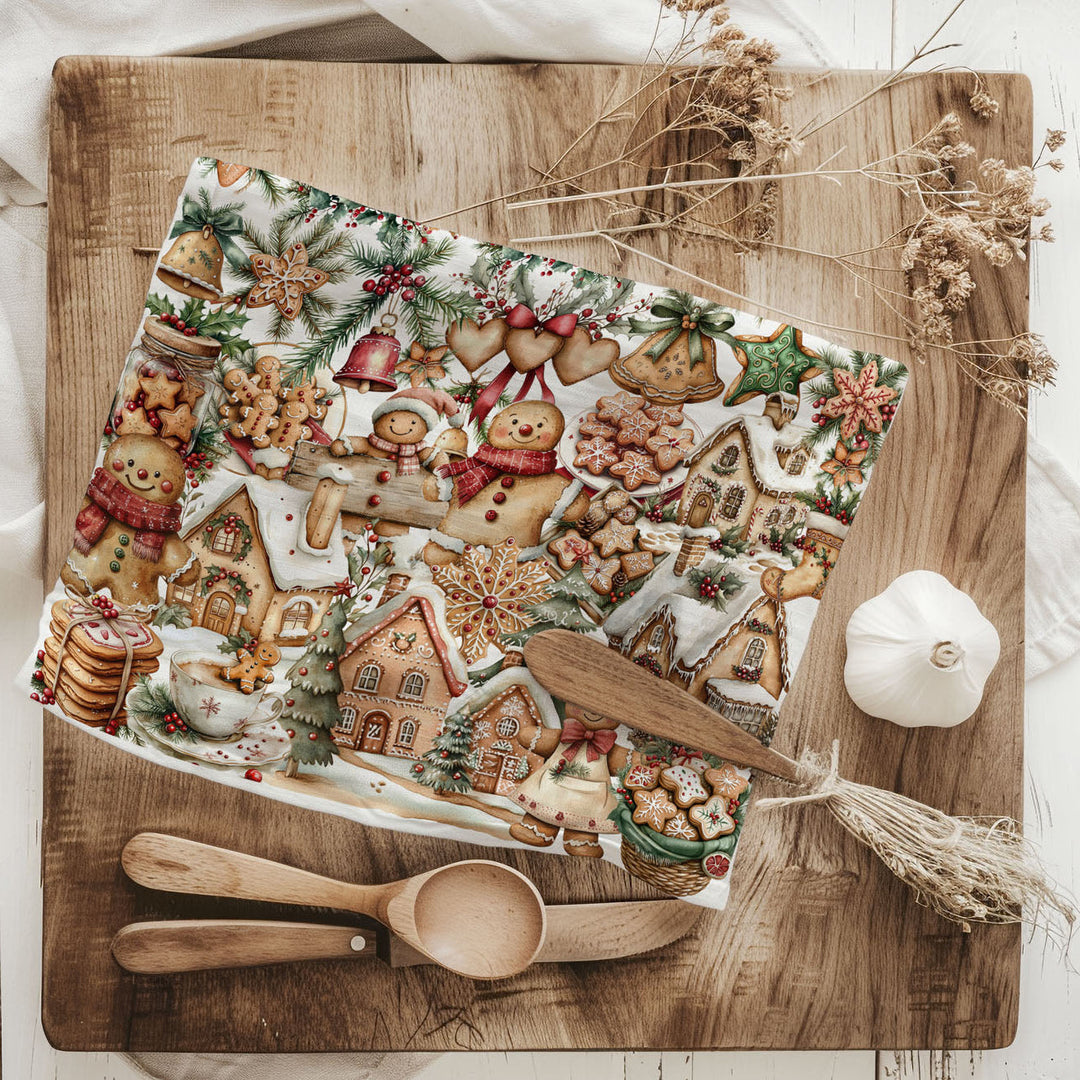 Gingerbread Christmas Kitchen Tea Towel Holiday Baking Decor Great Gifts for Her