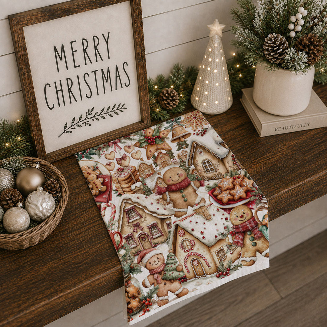 Gingerbread Christmas Kitchen Tea Towel Holiday Baking Decor Great Gifts for Her