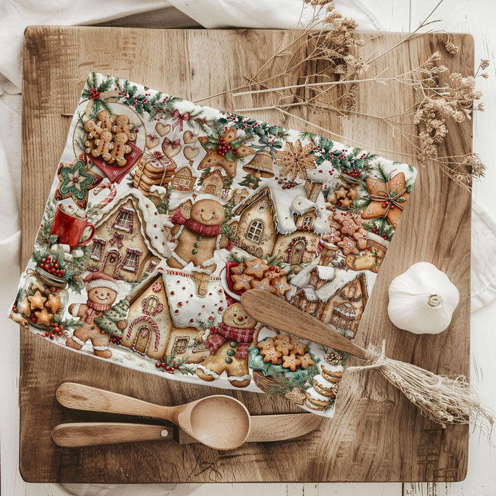 Gingerbread Christmas Kitchen Tea Towel Holiday Baking Decor Great Gifts for Her