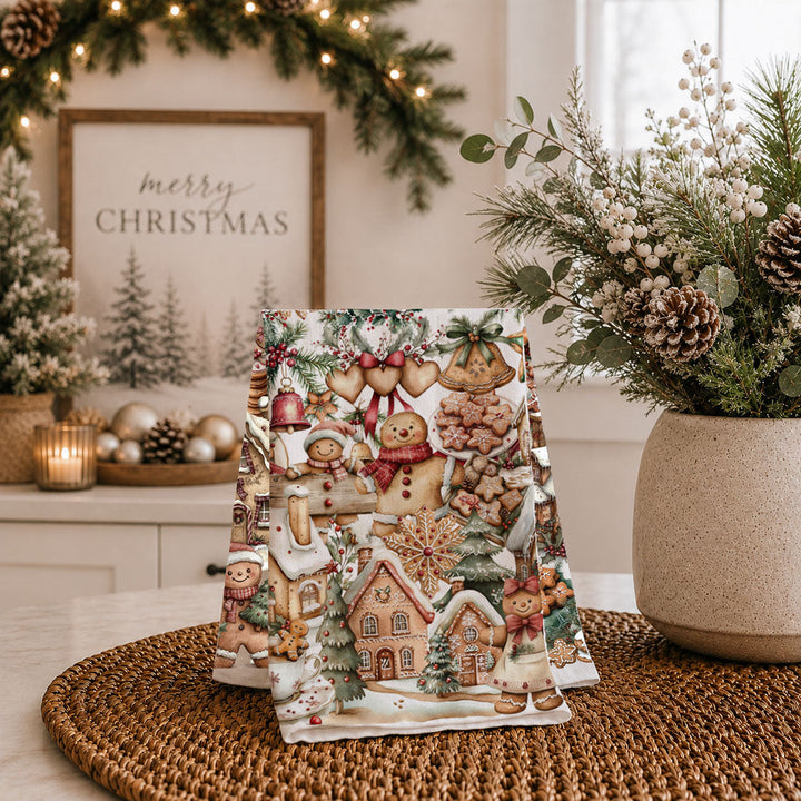 Gingerbread Christmas Kitchen Tea Towel Holiday Baking Decor Great Gifts for Her