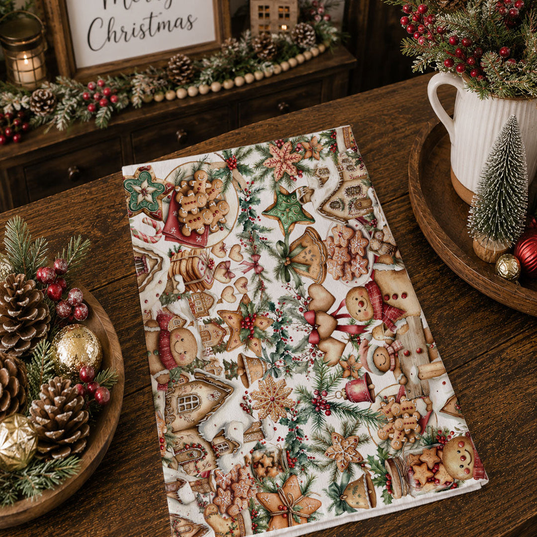 Gingerbread Christmas Kitchen Tea Towel Holiday Baking Decor Great Gifts for Her