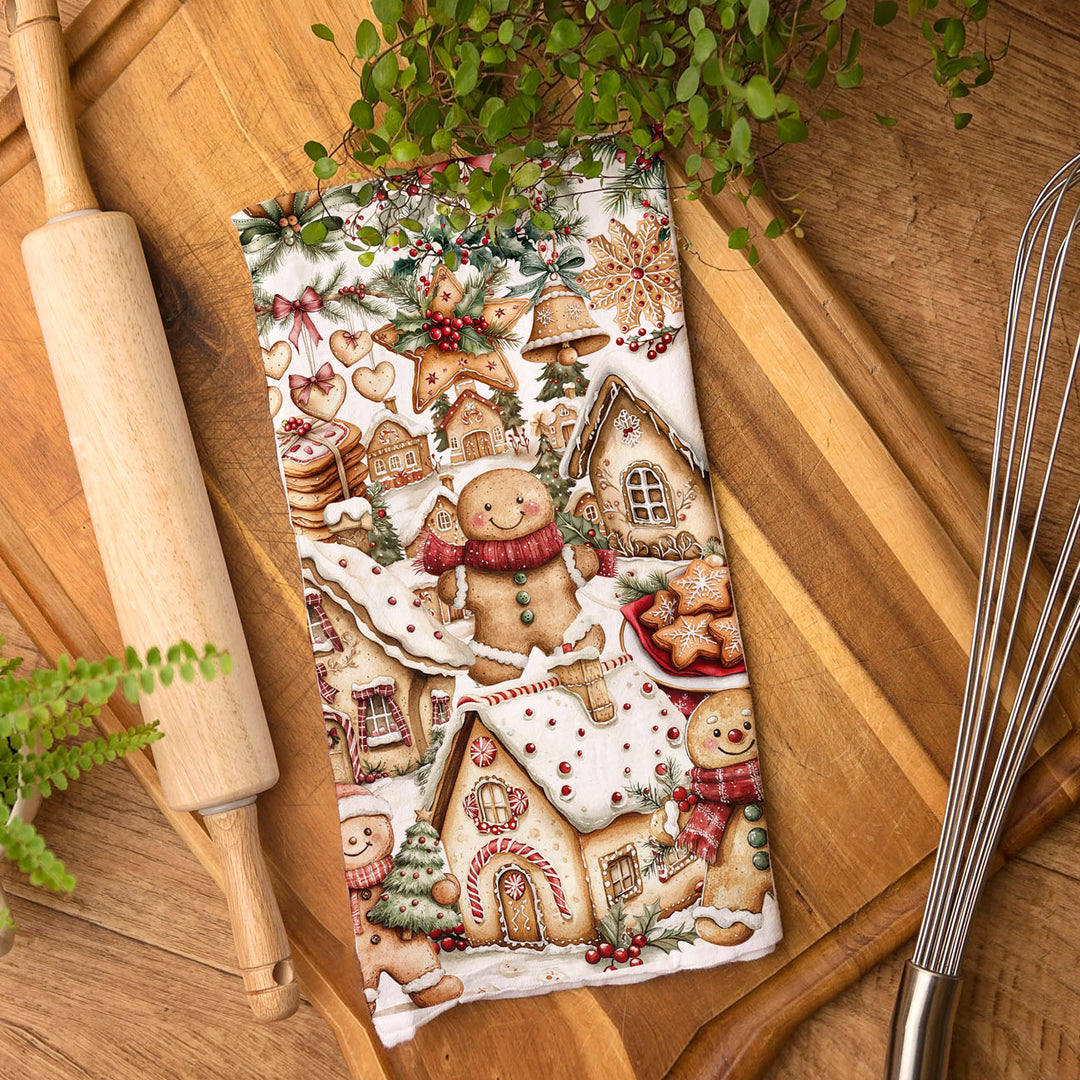 Gingerbread Christmas Kitchen Tea Towel Holiday Baking Decor Great Gifts for Her