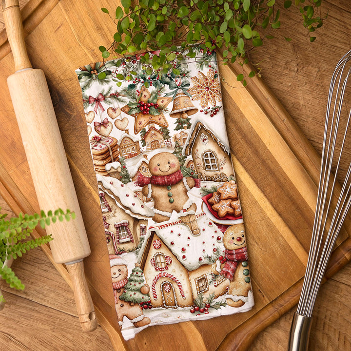 Gingerbread Christmas Kitchen Tea Towel Holiday Baking Decor Great Gifts for Her