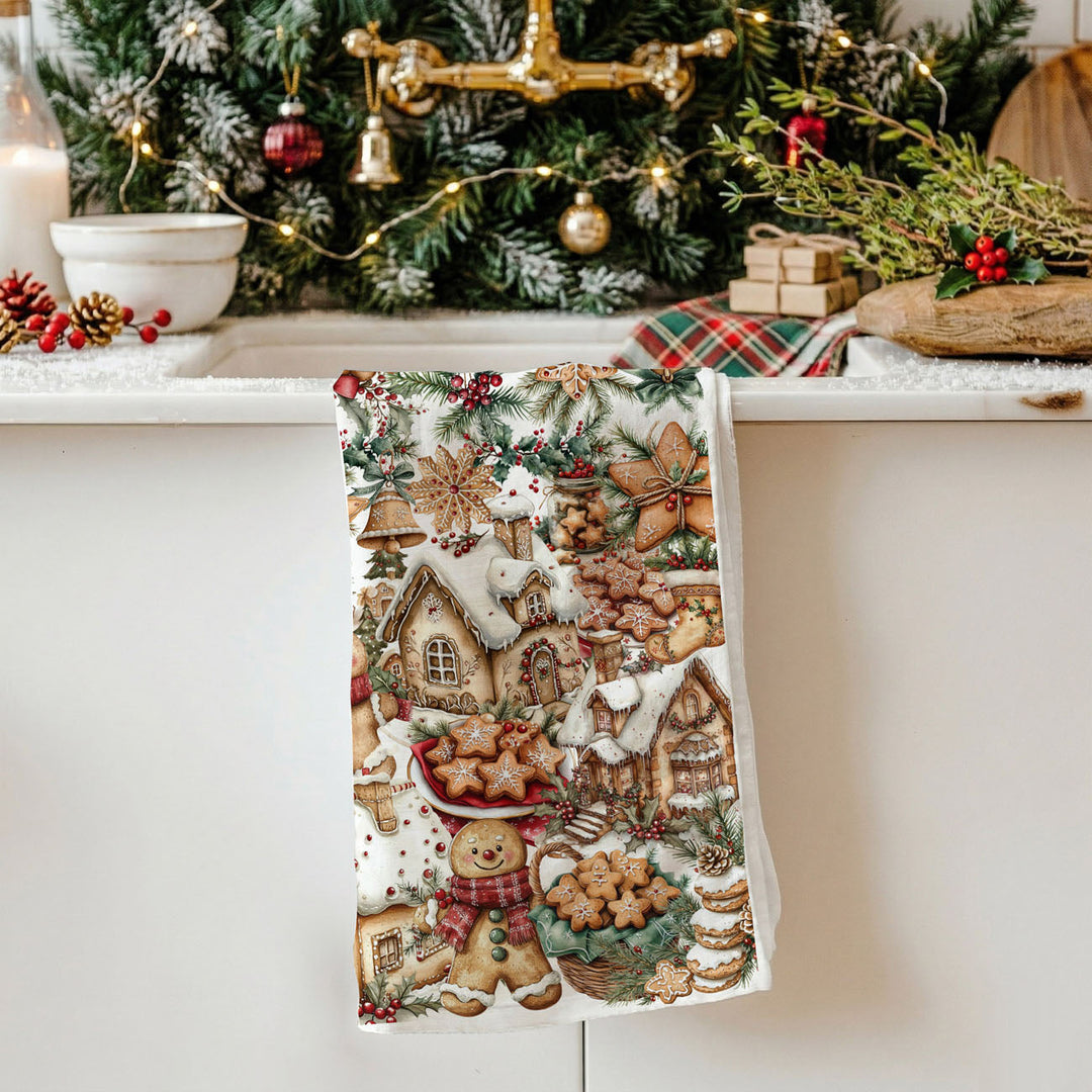 Gingerbread Christmas Kitchen Tea Towel Holiday Baking Decor Great Gifts for Her