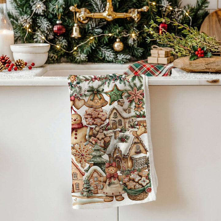 Gingerbread Christmas Kitchen Tea Towel Holiday Baking Decor Great Gifts for Her