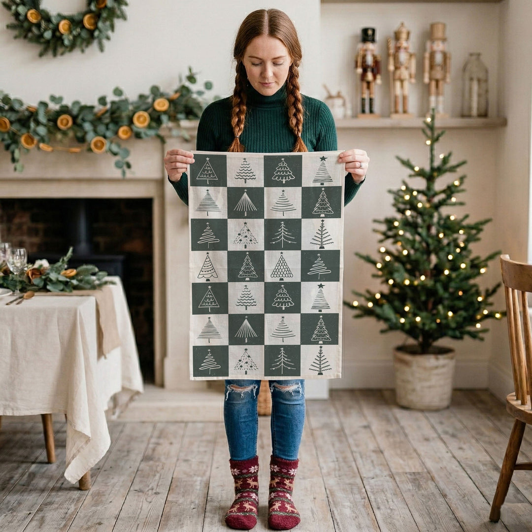 Christmas Tree Flour Sack Cotton Kitchen Tea Towel Holiday Decor Great Gift Idea