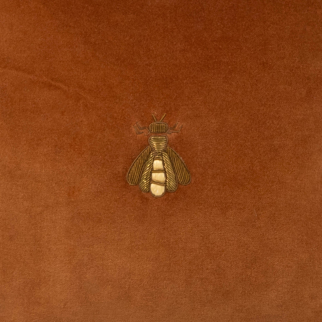 Golden Bee Silk Velvet Throw Pillow, 12 x 12