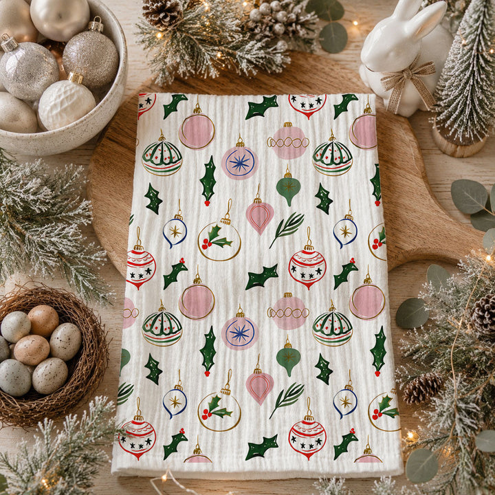 Ornament Greens Christmas Kitchen Tea Towel Holiday Decor Great Gifts PRE-ORDER
