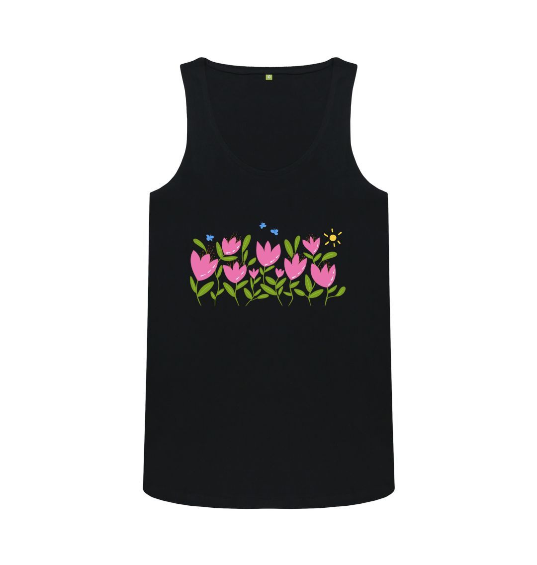 Breezy Tulips w Butterflies Scoop Tank T-Shirt (Adult)