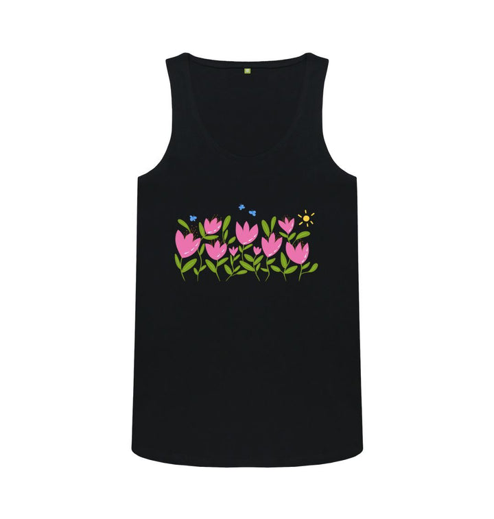 Breezy Tulips w Butterflies Scoop Tank T-Shirt (Adult)