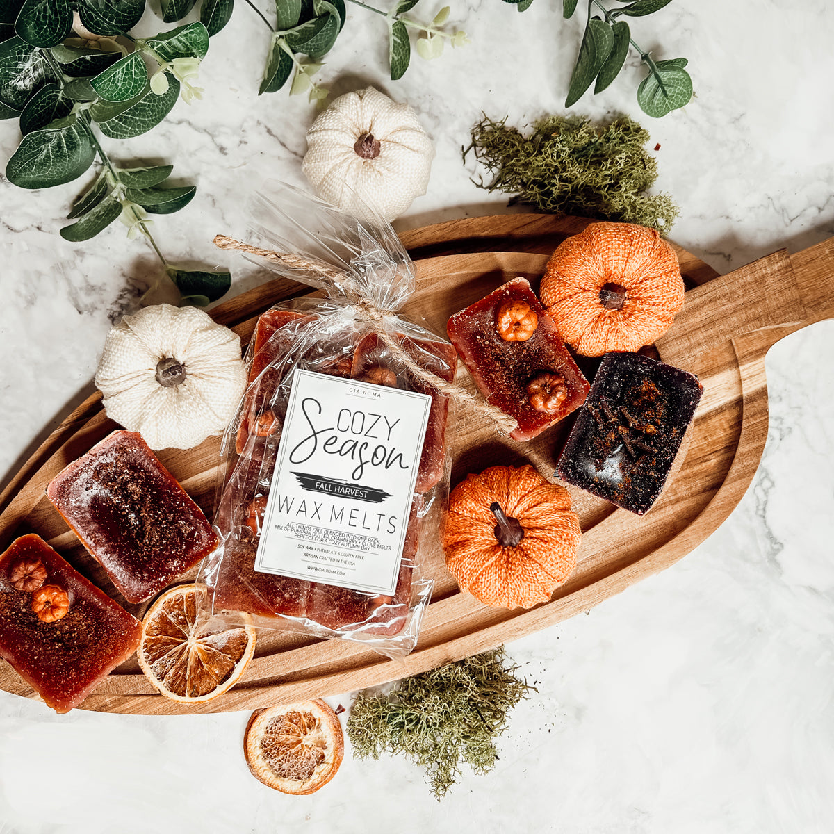 Fall Harvest Natural XL Wax Melts Pack Pumpkin Cranberry Clove Cozy Autumn Scented 4 Extra Large Cubes