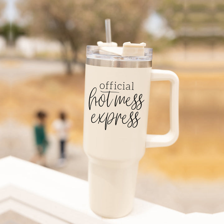 Official Hot Mess Express Insulated Tumbler 40oz Handle Lid Straw Cheeky Gift
