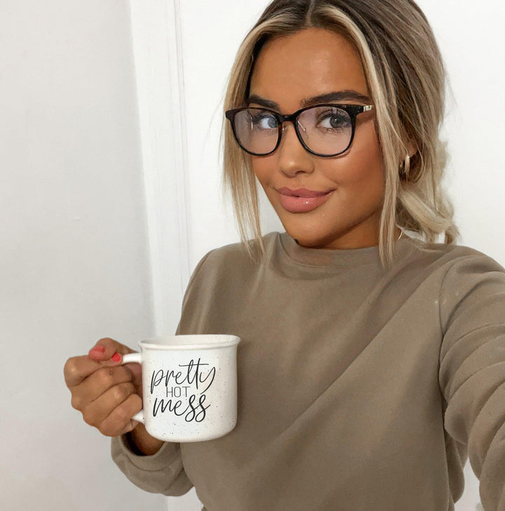 Pretty Hot Mess Ceramic Coffee Mug 14oz Double Sided Fun Gift for Coffee Lovers