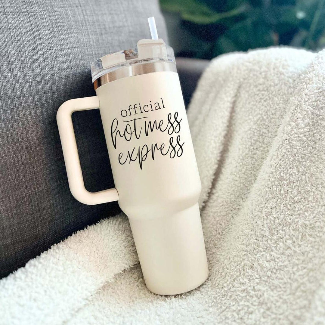 Official Hot Mess Express Insulated Tumbler 40oz Handle Lid Straw Cheeky Gift