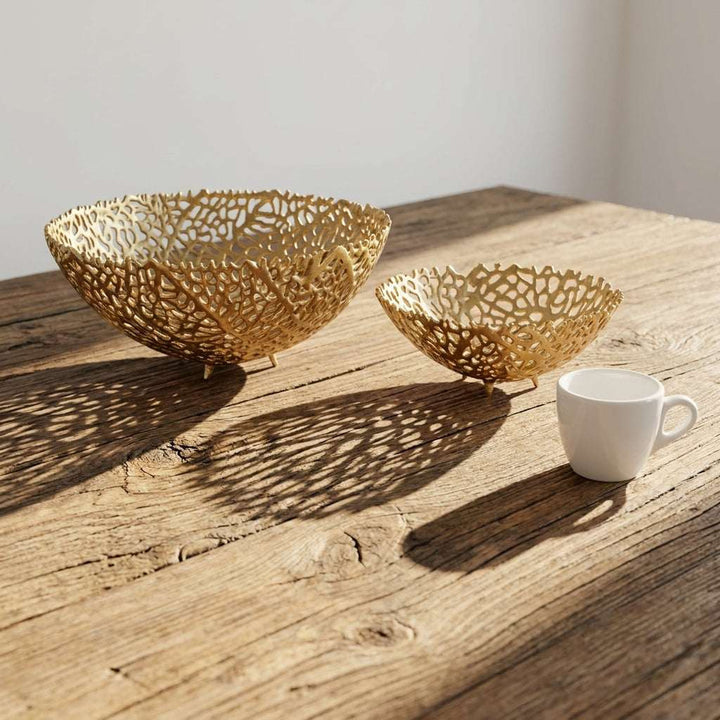 Aluminum Gold Finish Metal Fruit Basket