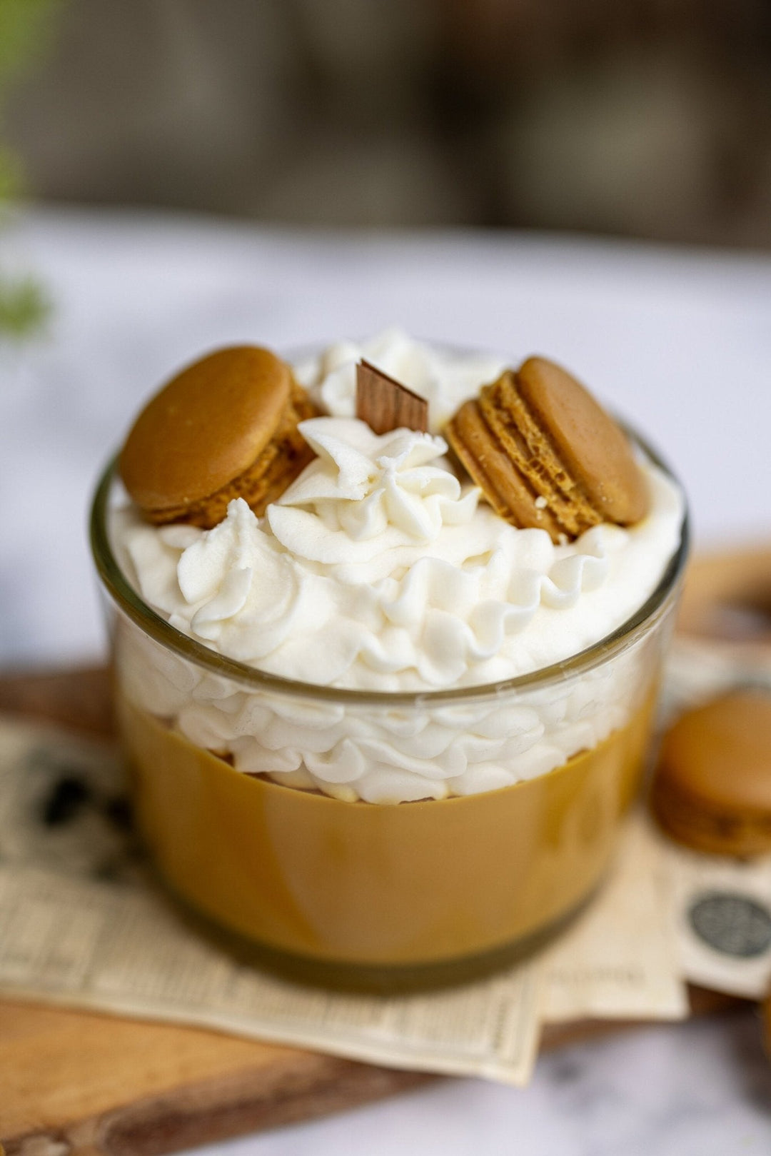 Espresso Macaron Candle – Whipped Soy Dessert Candle – Chocolate &amp; Coffee Scented Gift for Her