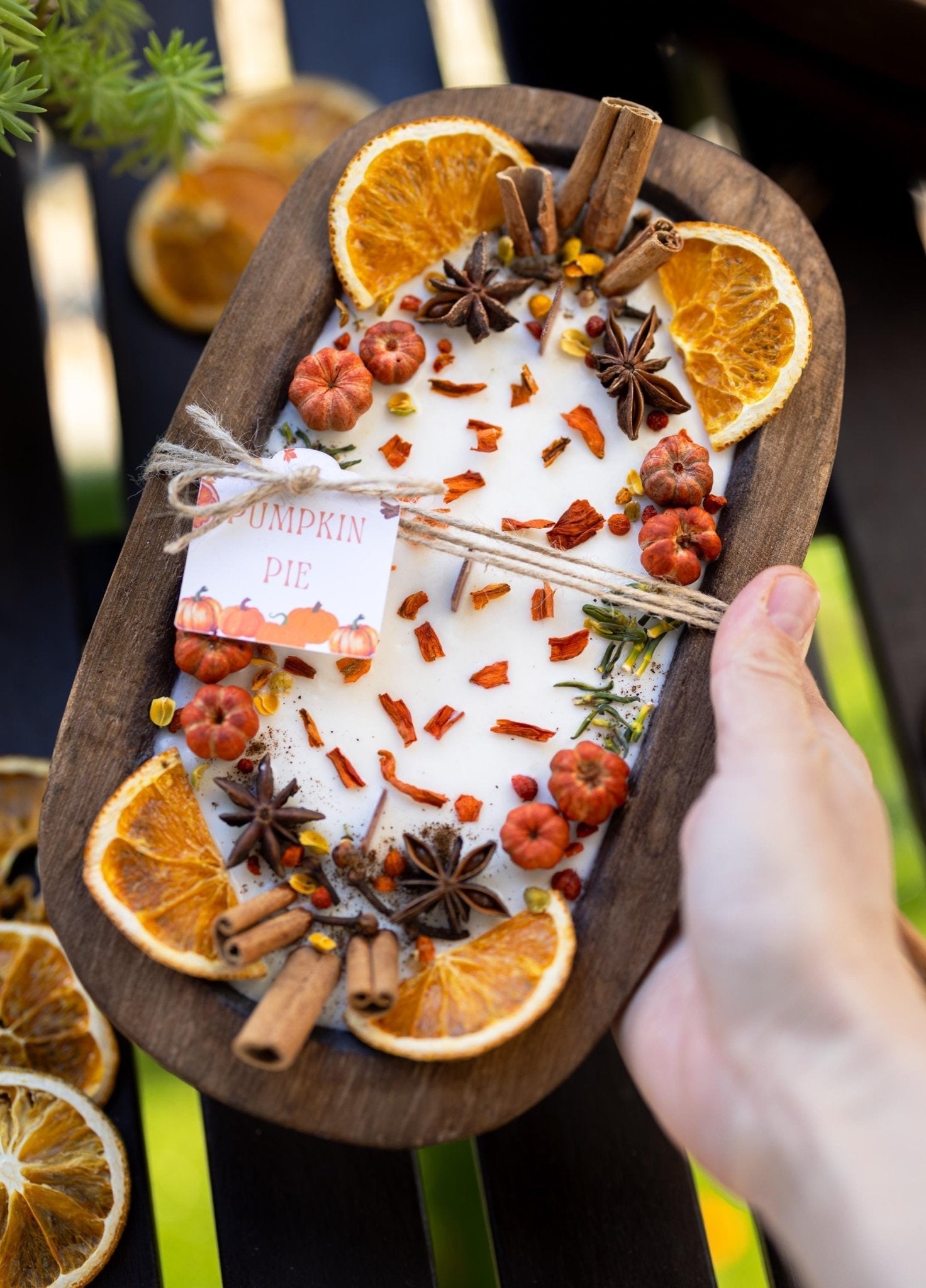Large Wooden Pumpkin Candle – Autumn Season Home Decor