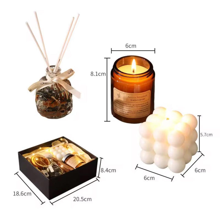 Hot Sale Aromatherapy 100% Soy Wax Candle &amp; Reed Diffuser Gift Set | Black Box Luxury Gift for Her