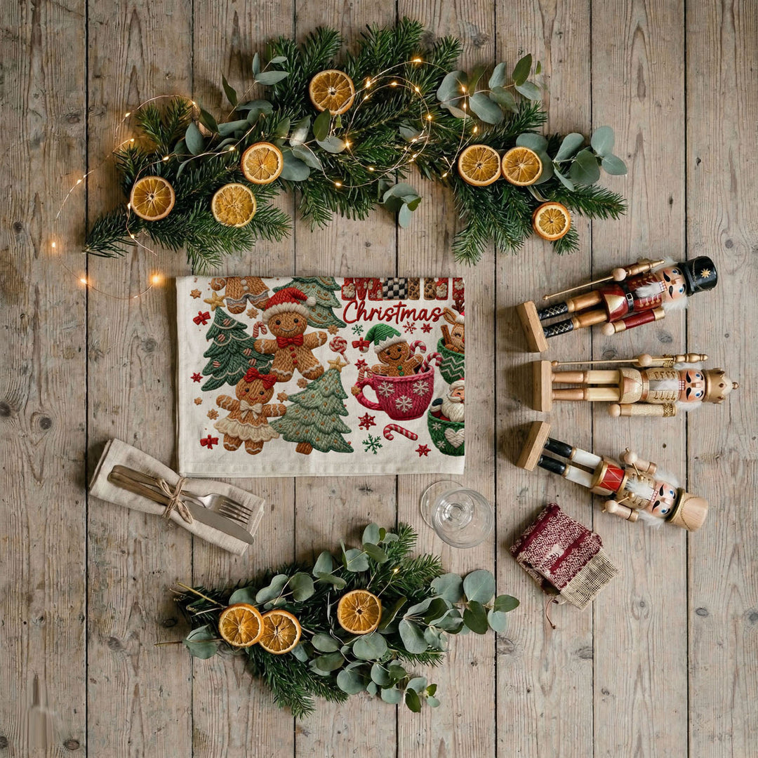 Merry Gingerbread Christmas Kitchen Tea Towel Holiday Decor Fun Gift for Friends