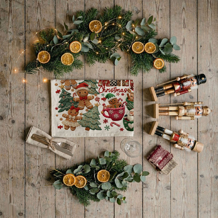 Merry Gingerbread Christmas Kitchen Tea Towel Holiday Decor Fun Gift for Friends