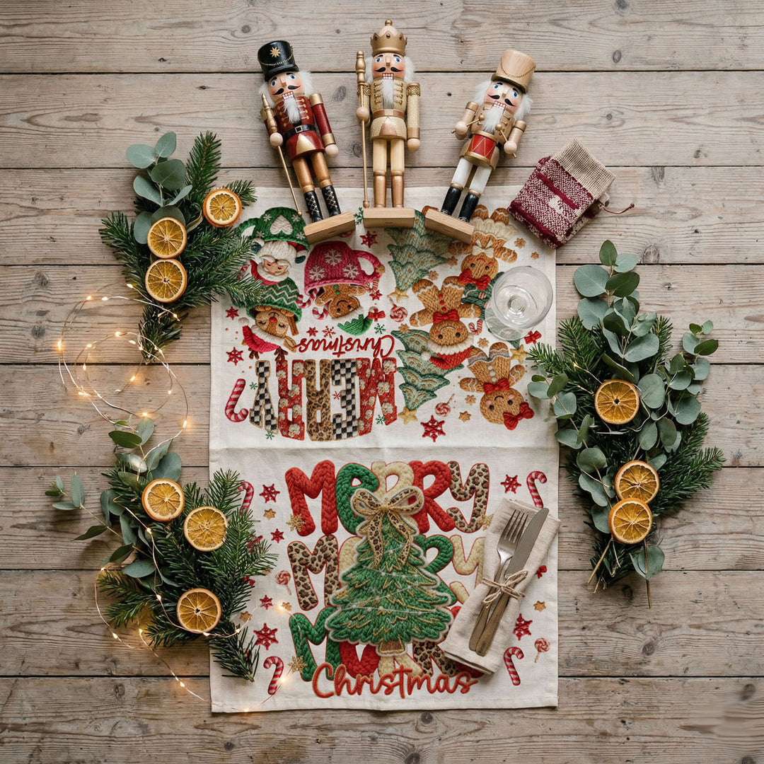 Merry Gingerbread Christmas Kitchen Tea Towel Holiday Decor Fun Gift for Friends