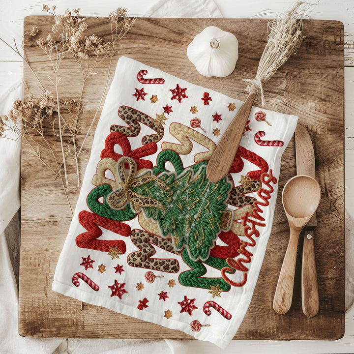 Merry Gingerbread Christmas Kitchen Tea Towel Holiday Decor Fun Gift for Friends
