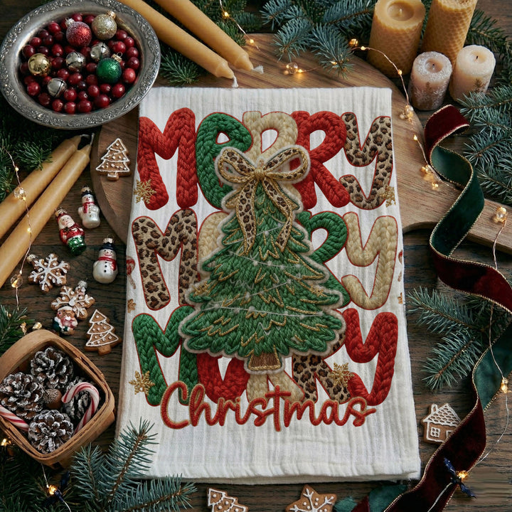 Merry Gingerbread Christmas Kitchen Tea Towel Holiday Decor Fun Gift for Friends