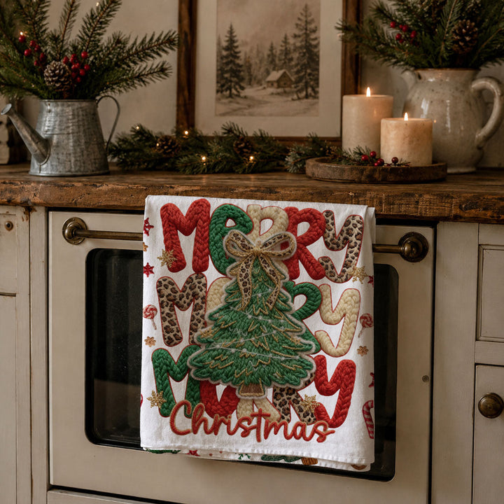 Merry Gingerbread Christmas Kitchen Tea Towel Holiday Decor Fun Gift for Friends