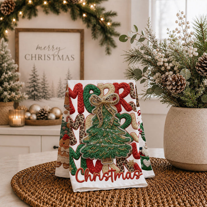 Merry Gingerbread Christmas Kitchen Tea Towel Holiday Decor Fun Gift for Friends
