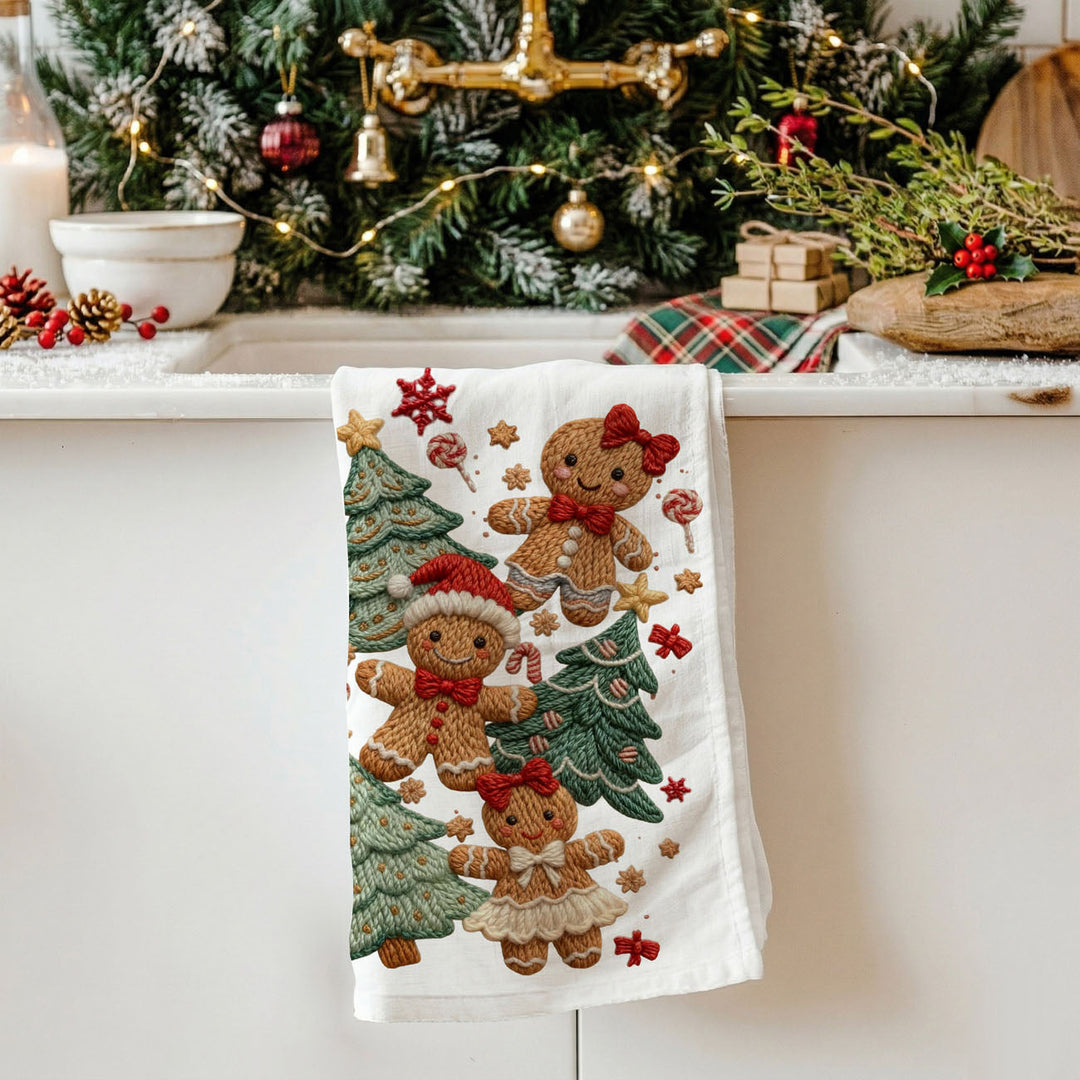 Merry Gingerbread Christmas Kitchen Tea Towel Holiday Decor Fun Gift for Friends