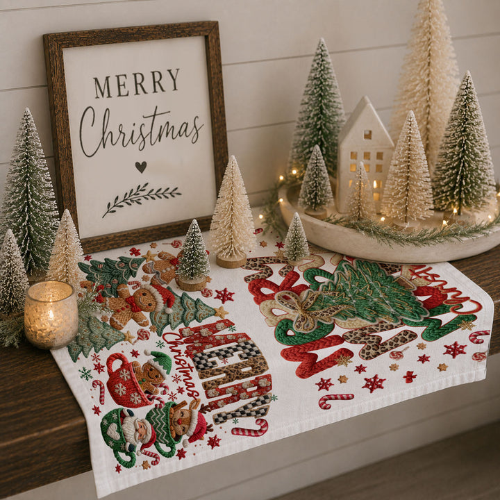 Merry Gingerbread Christmas Kitchen Tea Towel Holiday Decor Fun Gift for Friends