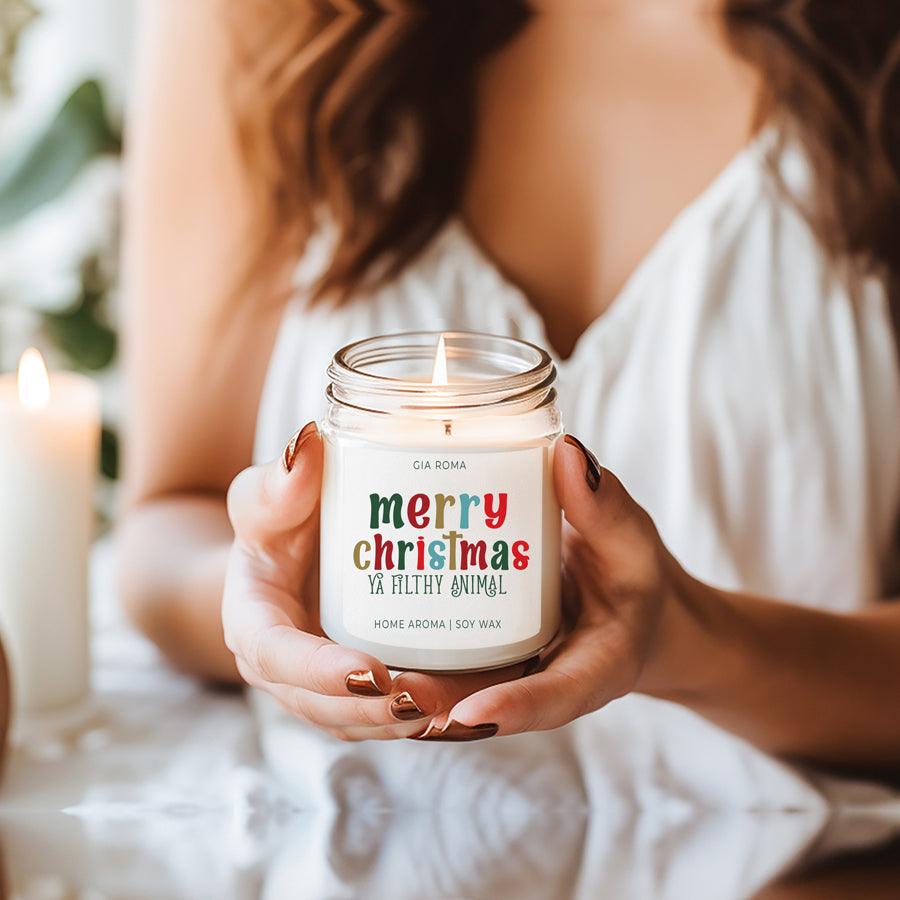 Merry Christmas Scented Soy Blend Candle 9oz Jar Holiday Great Gift for Friends