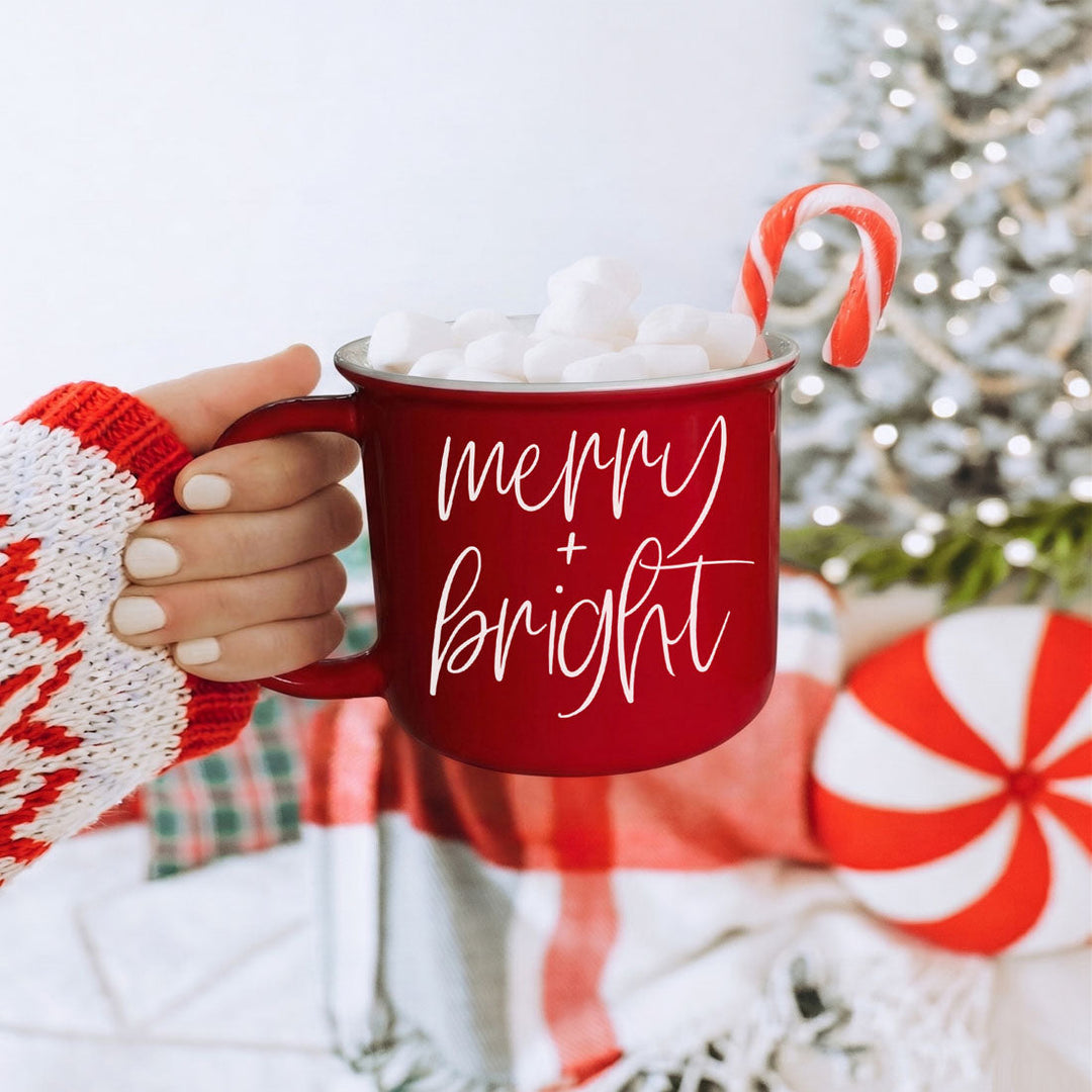 Merry and Bright Ceramic Coffee Mug Christmas Holiday Fun Gift for Coffee Lovers