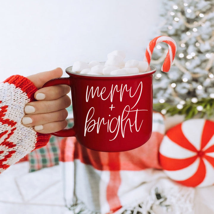 Merry and Bright Ceramic Coffee Mug Christmas Holiday Fun Gift for Coffee Lovers