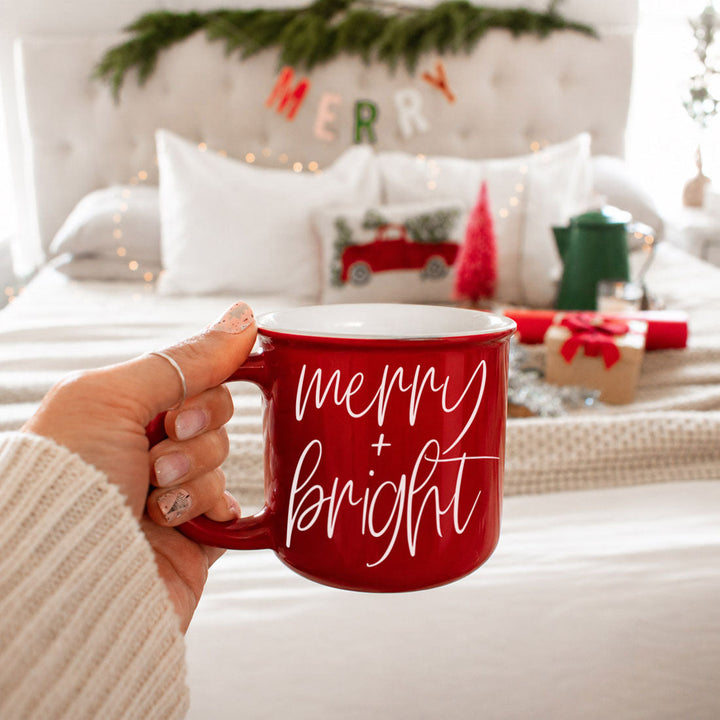 Merry and Bright Ceramic Coffee Mug Christmas Holiday Fun Gift for Coffee Lovers
