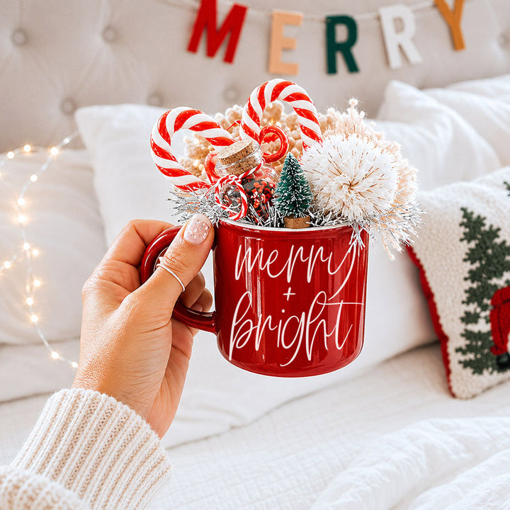 Merry and Bright Ceramic Coffee Mug Christmas Holiday Fun Gift for Coffee Lovers