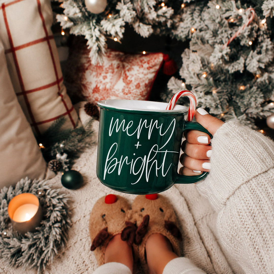 Merry and Bright Ceramic Coffee Mug Christmas Holiday Fun Gift for Coffee Lovers