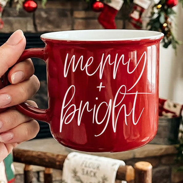 Merry and Bright Ceramic Coffee Mug Christmas Holiday Fun Gift for Coffee Lovers
