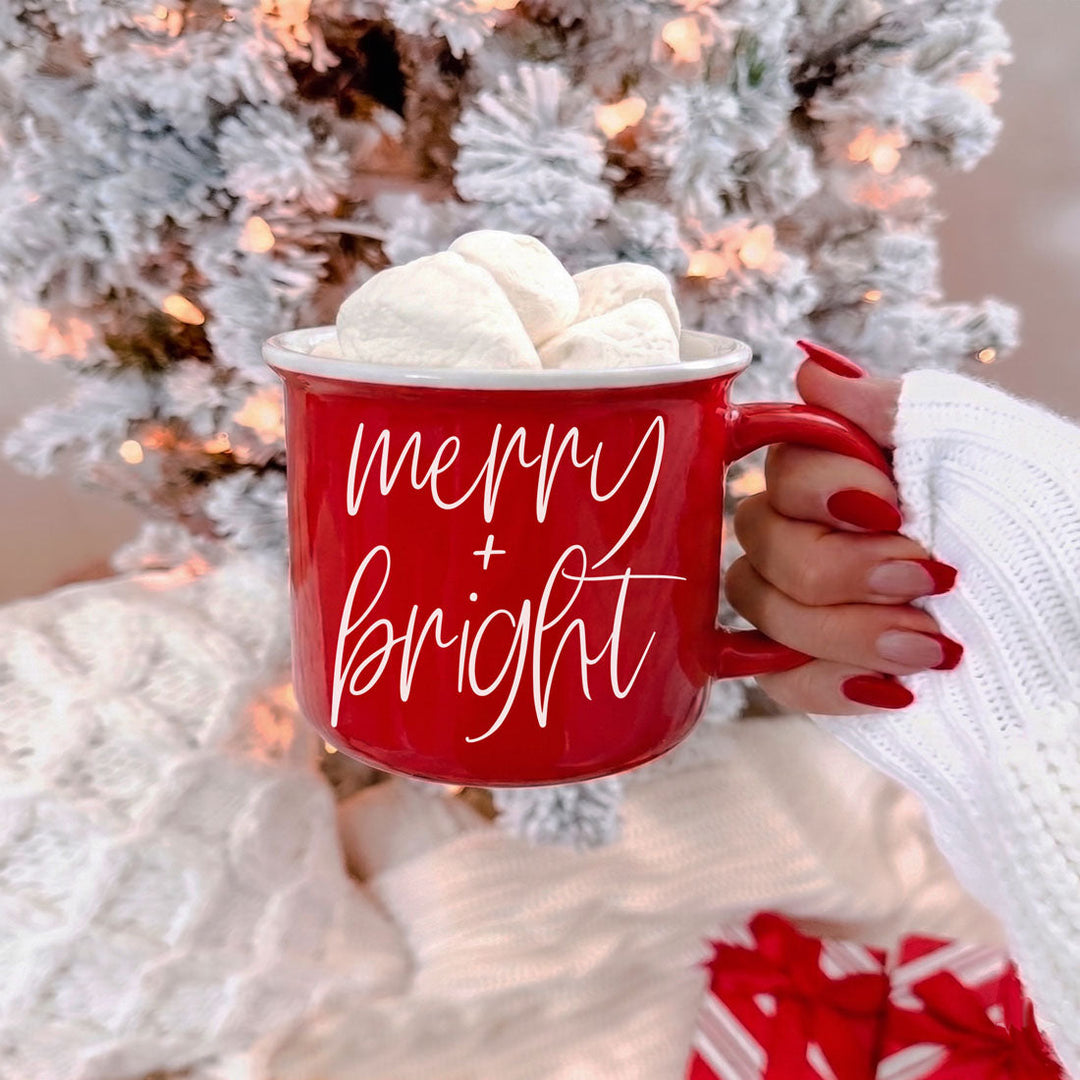 Merry and Bright Ceramic Coffee Mug Christmas Holiday Fun Gift for Coffee Lovers