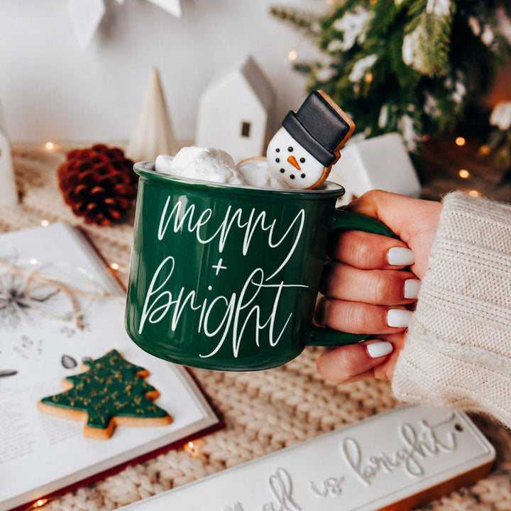 Merry and Bright Ceramic Coffee Mug Christmas Holiday Fun Gift for Coffee Lovers