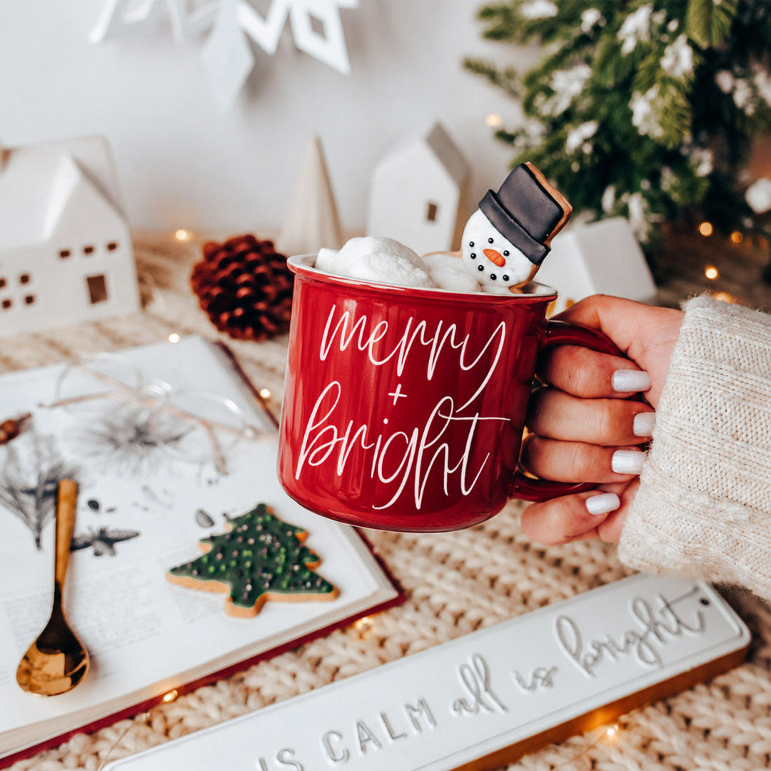 Merry and Bright Ceramic Coffee Mug Christmas Holiday Fun Gift for Coffee Lovers