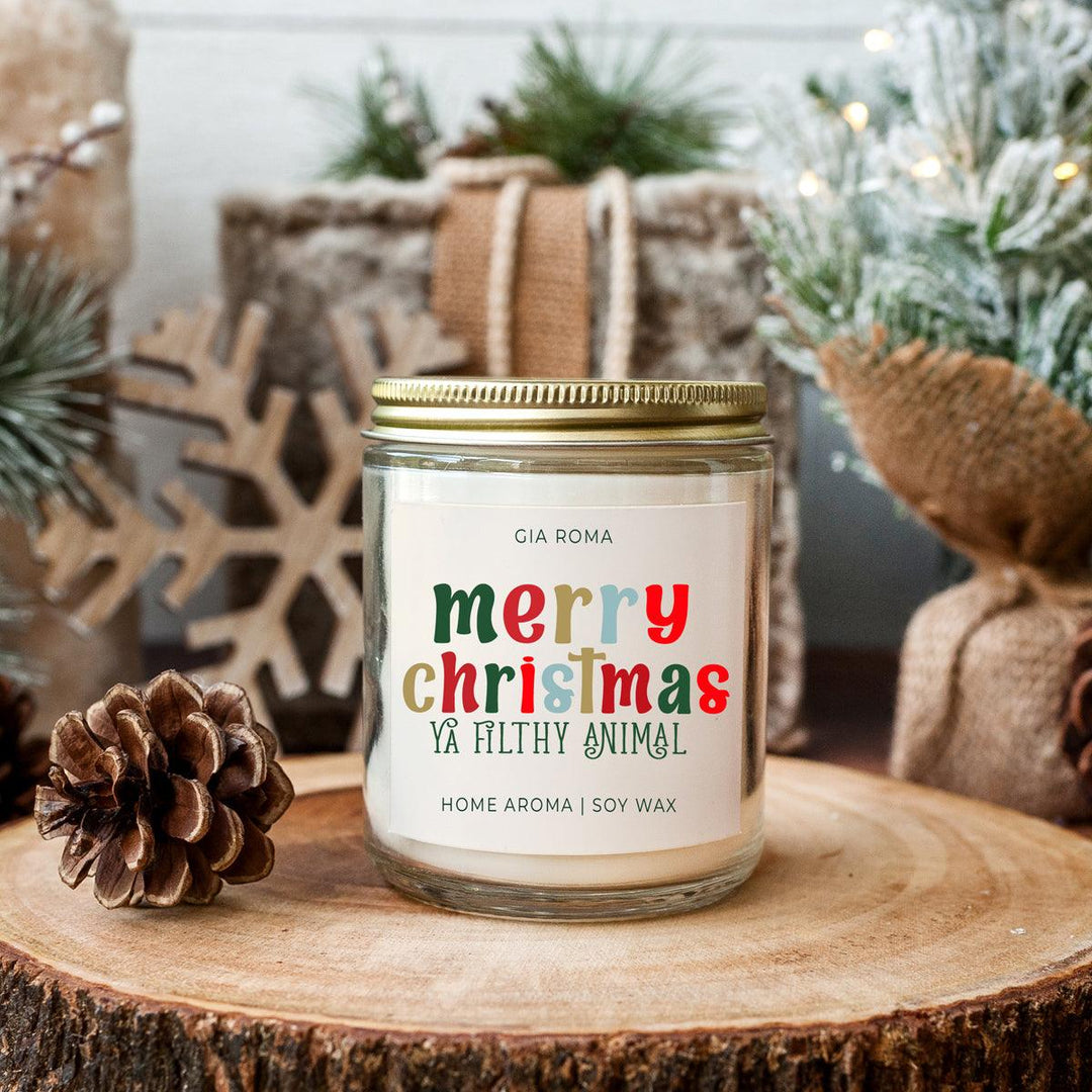 Merry Christmas Scented Soy Blend Candle 9oz Jar Holiday Great Gift for Friends