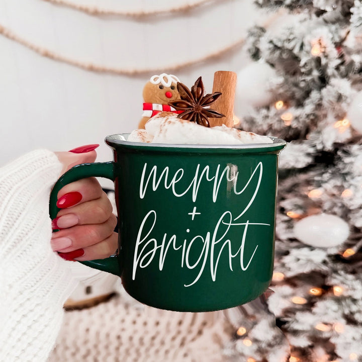 Merry and Bright Ceramic Coffee Mug Christmas Holiday Fun Gift for Coffee Lovers