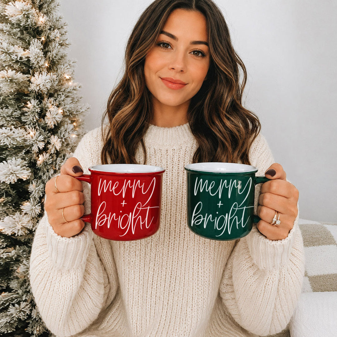 Merry and Bright Ceramic Coffee Mug Christmas Holiday Fun Gift for Coffee Lovers
